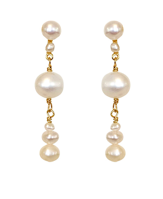 Solarae earrings in  — earrings in 18k gold-plated 925 sterling silver, freshwater pearls
