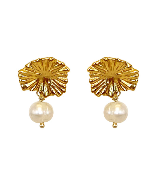 Nivara earrings in  — earrings in 18k gold-plated 925 sterling silver, freshwater pearls