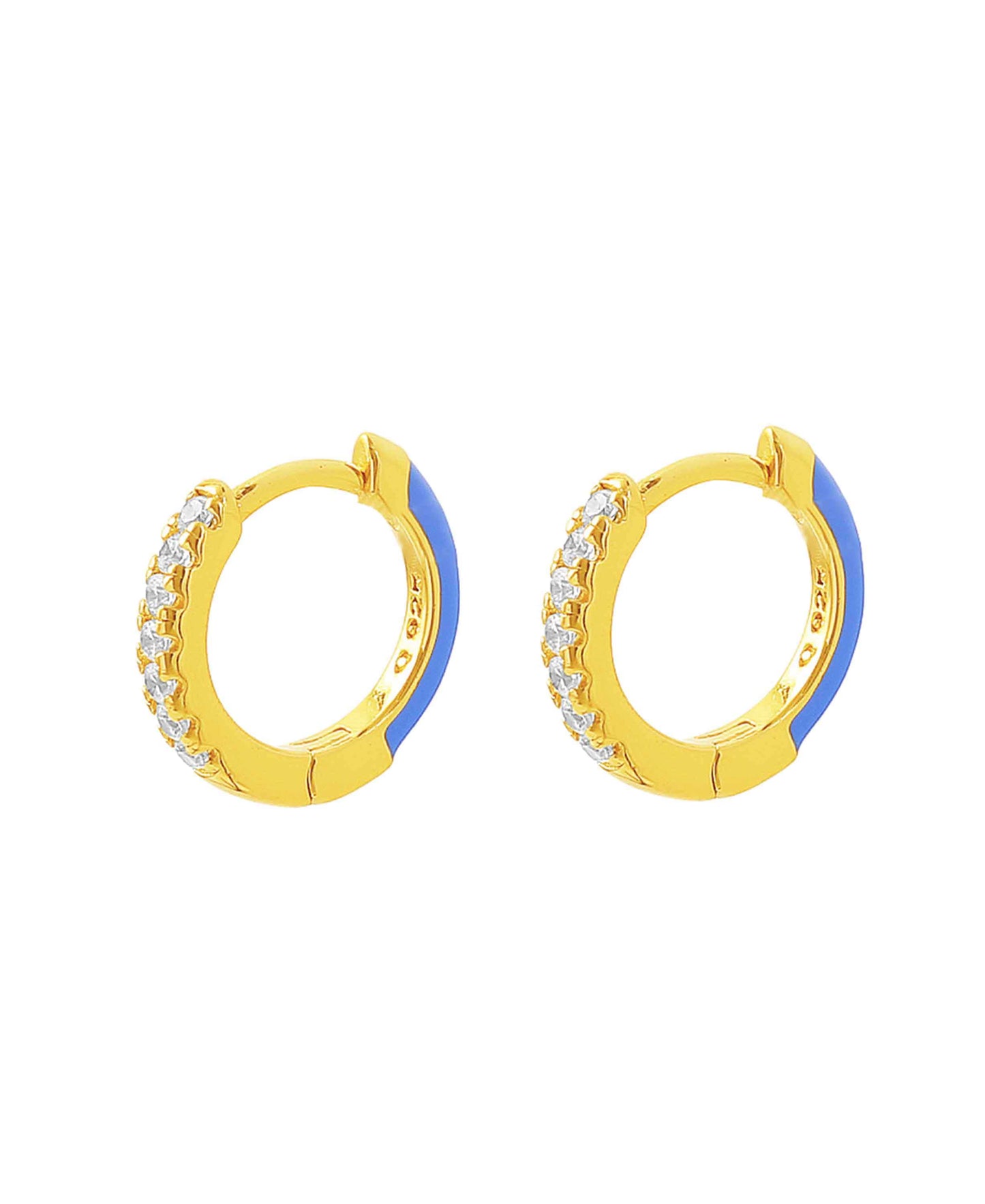 Esta blue enamel earrings — gold, silver, blue earrings in 18k gold-plated 925 sterling silver