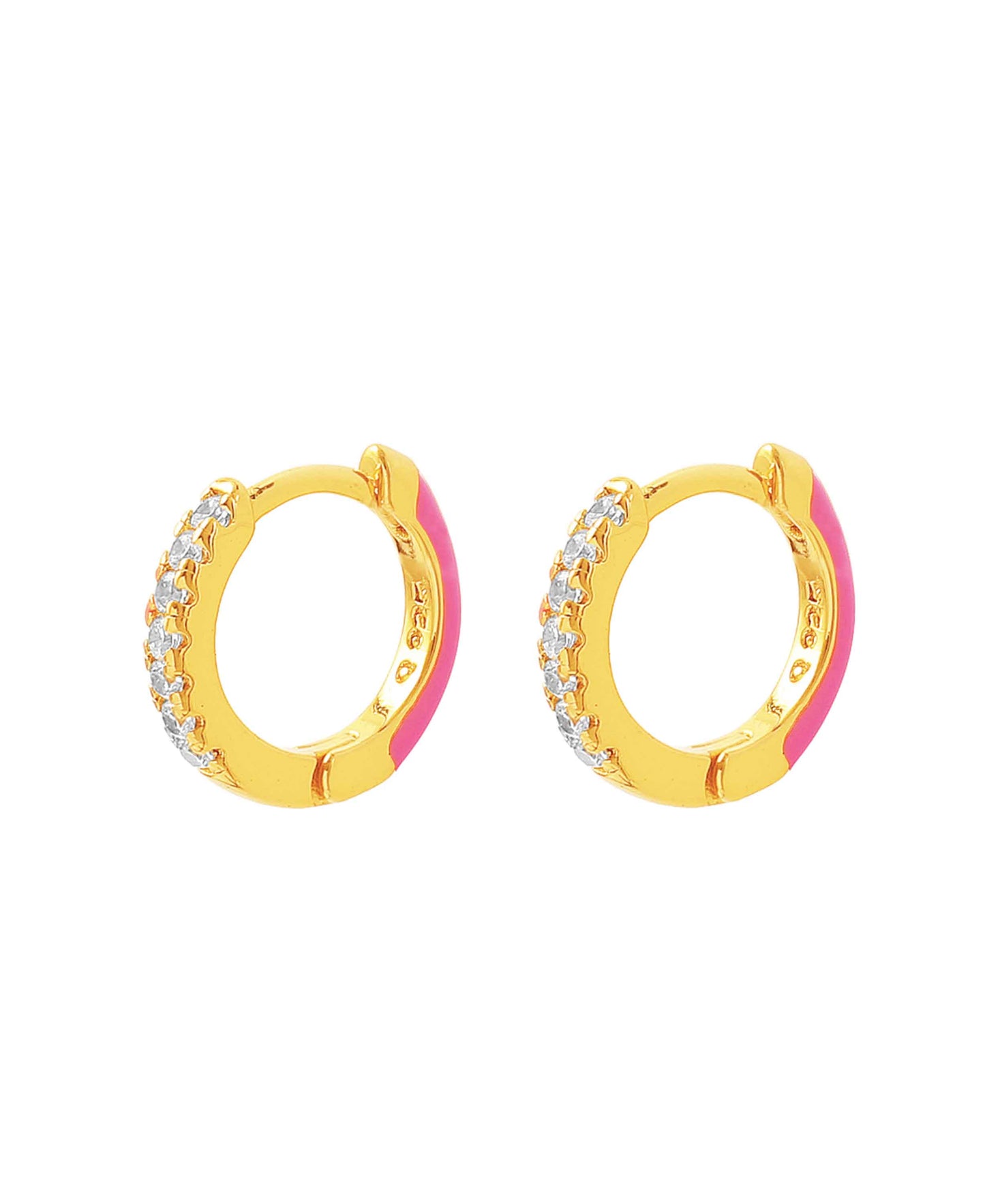 Esta pink enamel earrings — gold, silver, pink earrings in 18k gold-plated 925 sterling silver