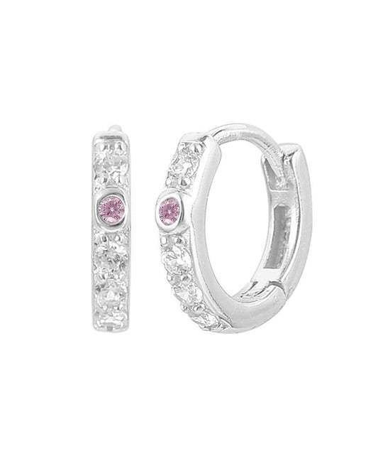 Amethyst hoops — silver earrings in 925 sterling silver