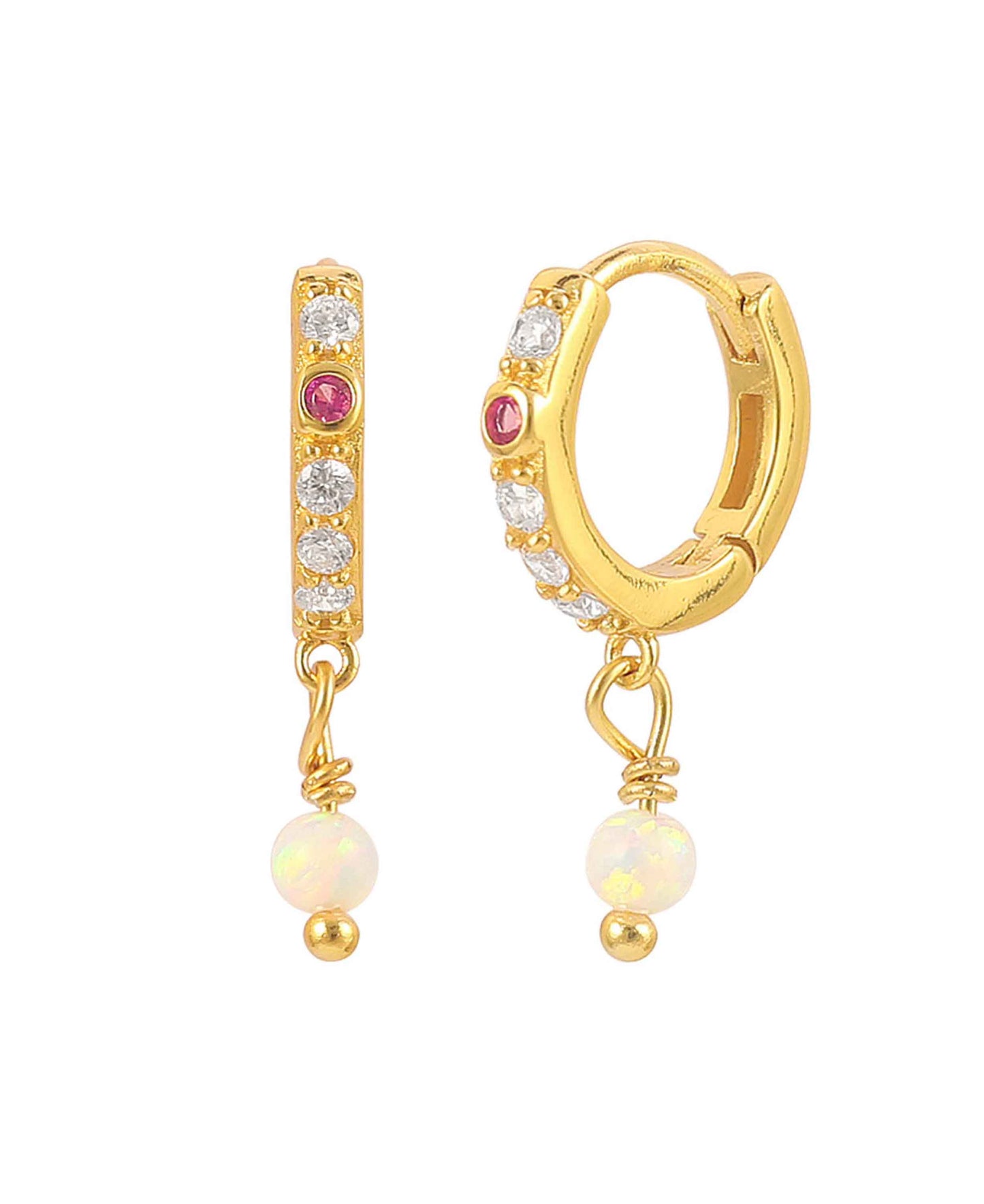 Opalus raindrop hoops — gold, silver earrings in gold-plated 925 sterling silver