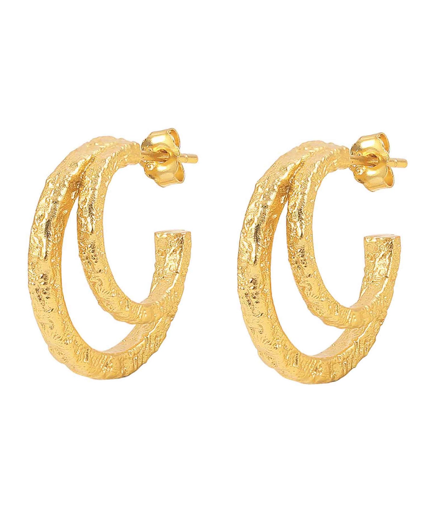 Double city hoops — gold, silver earrings in gold-plated 925 sterling silver