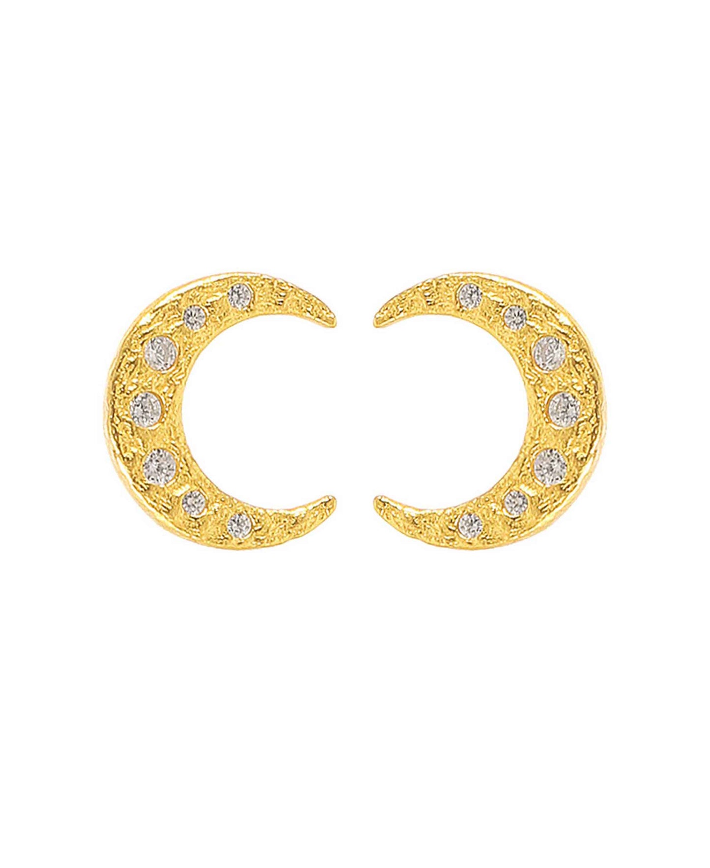 White half moon earrings — gold, silver, white earrings in gold-plated 925 sterling silver