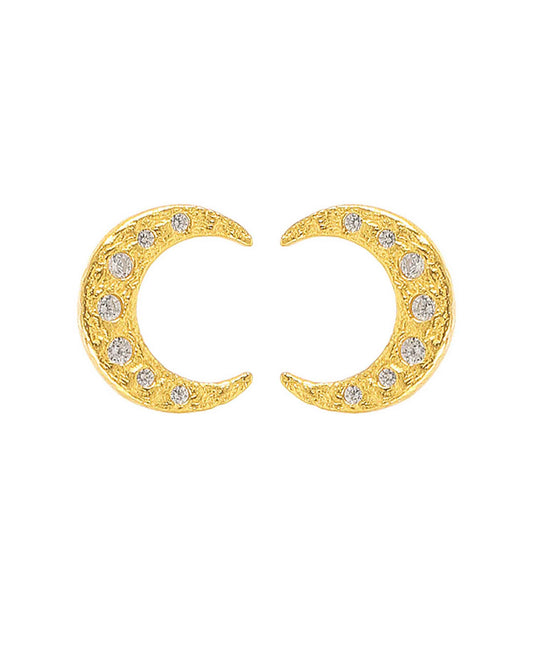 White half moon earrings — gold, silver, white earrings in gold-plated 925 sterling silver