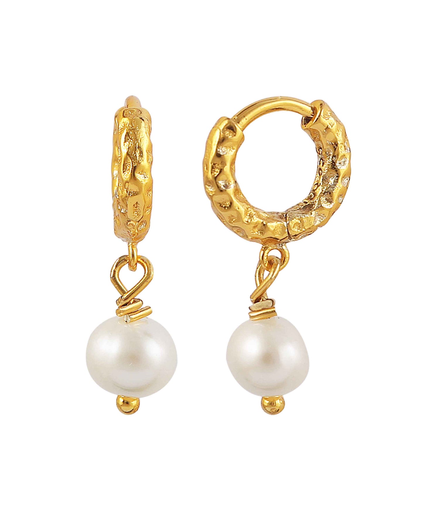 Fay hoops — gold, silver, pearl earrings in gold-plated 925 sterling silver, freshwater pearls