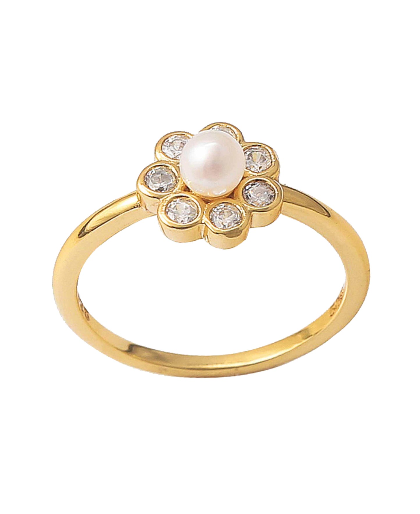 Aya flower ring in — ring in gold-plated 925 sterling silver, freshwater pearls