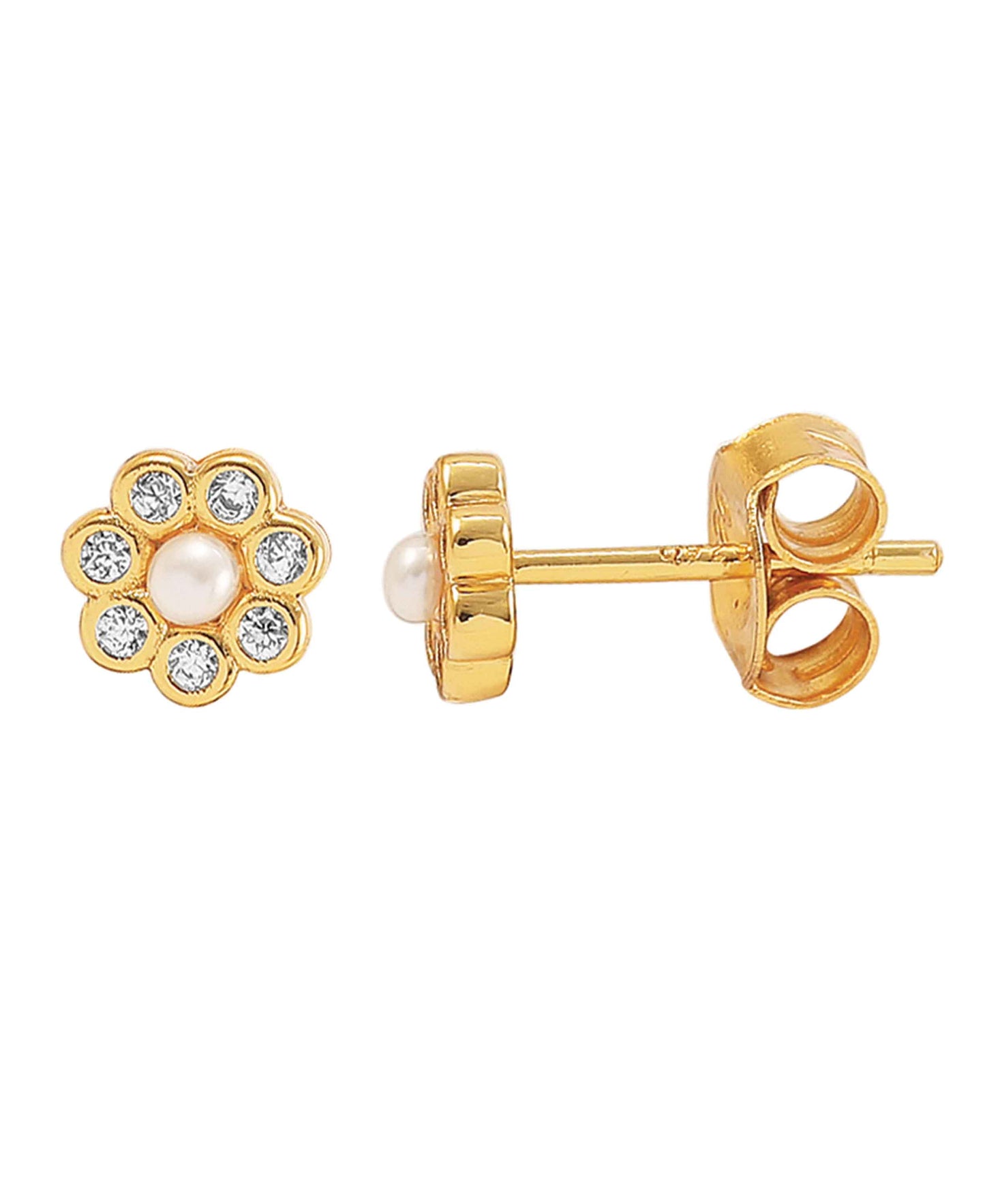 Aya flower sticker — gold, silver, pearl earrings in gold-plated 925 sterling silver, freshwater pearls