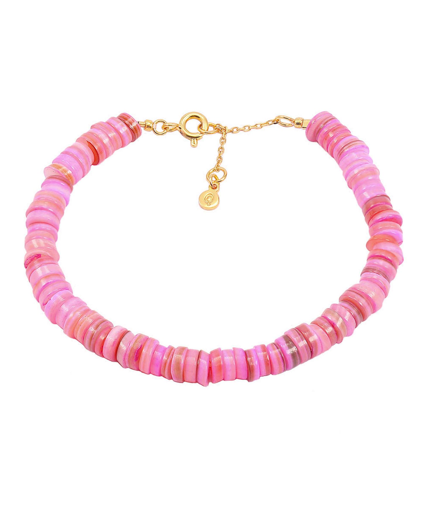 Pink bracelet — gold, silver, pink bracelet in 18k gold-plated 925 sterling silver