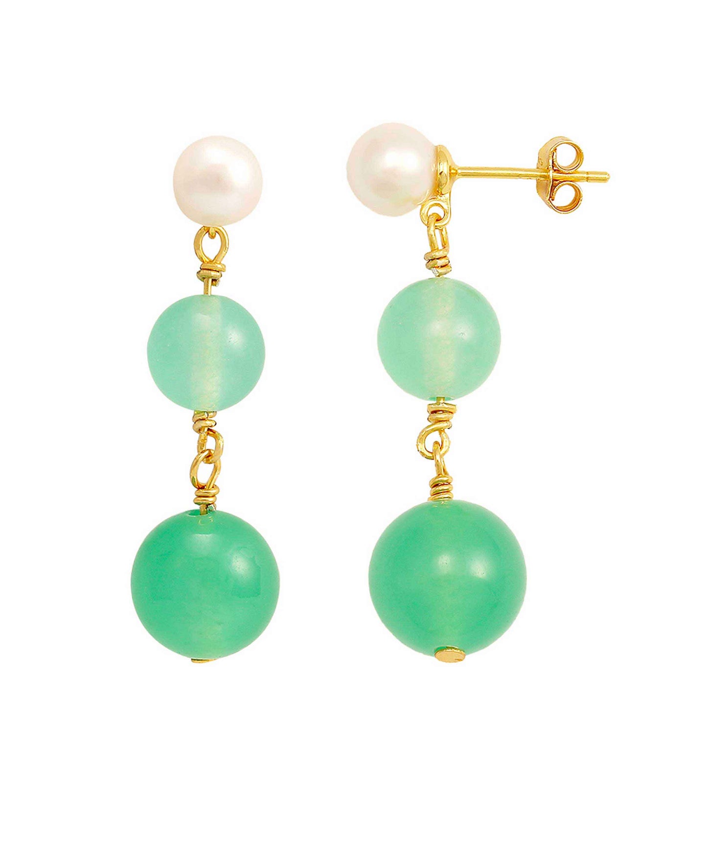 Mia earrings — gold, silver, pearl earrings in 18k gold-plated 925 sterling silver, freshwater pearls