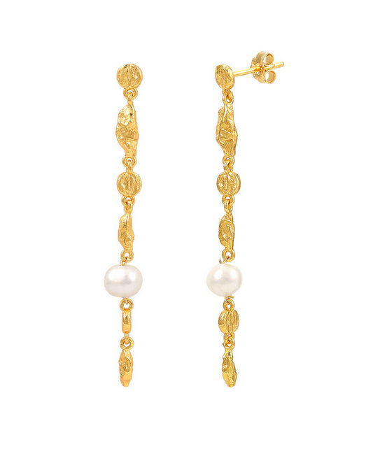 Hazel earrings — gold, silver, pearl earrings in 18k gold-plated 925 sterling silver, freshwater pearls