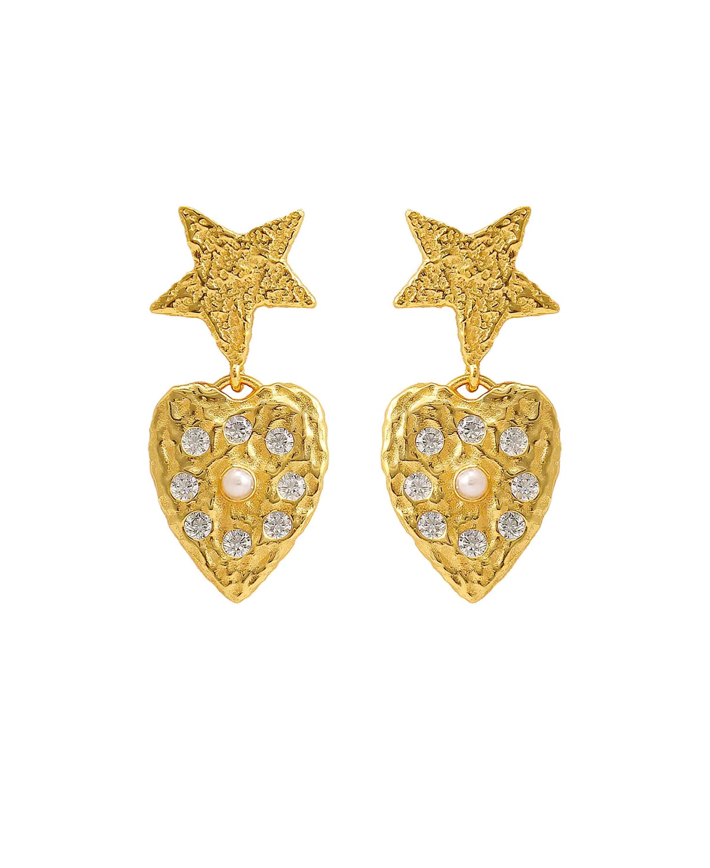 Lucia star earrings — gold, silver, pearl earrings in 18k gold-plated 925 sterling silver, freshwater pearls