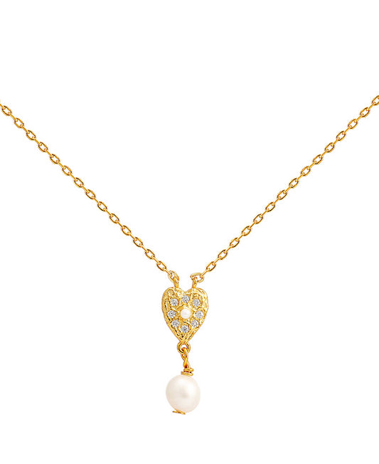 Lucia necklace — gold, silver, pearl necklace in 18k gold-plated 925 sterling silver, freshwater pearls