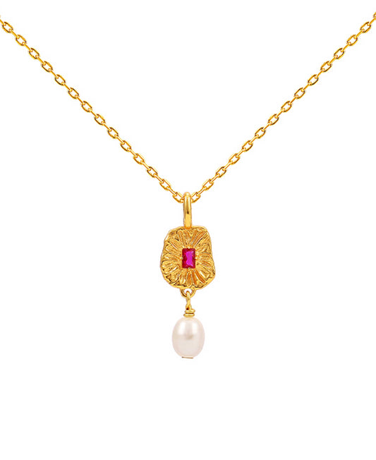 Nola necklace — gold, silver, pearl necklace in 18k gold-plated 925 sterling silver, freshwater pearls