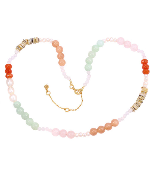 Catalina necklace — gold, silver, pearl necklace in 18k gold-plated 925 sterling silver, freshwater pearls