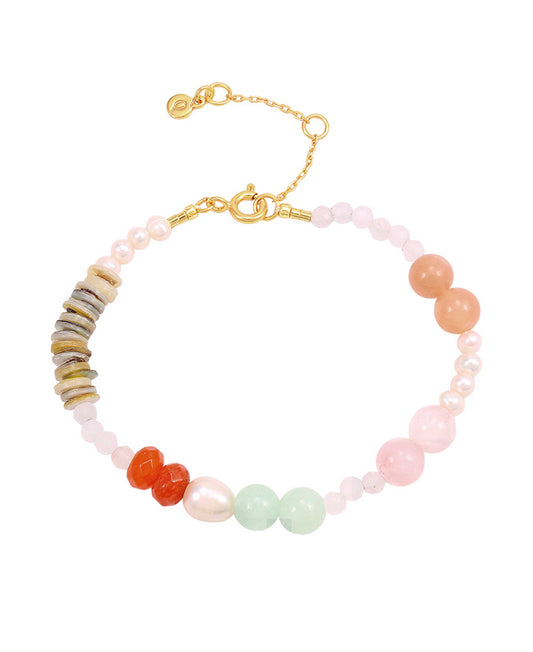 Catalina bracelet — gold, silver, pearl bracelet in 18k gold-plated 925 sterling silver, freshwater pearls