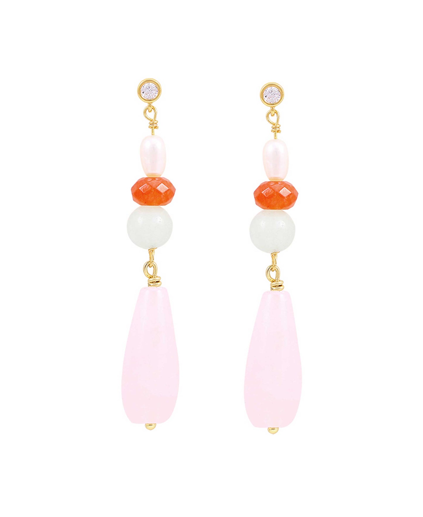 Catalina big earrings — gold, silver, pearl earrings in 18k gold-plated 925 sterling silver, freshwater pearls