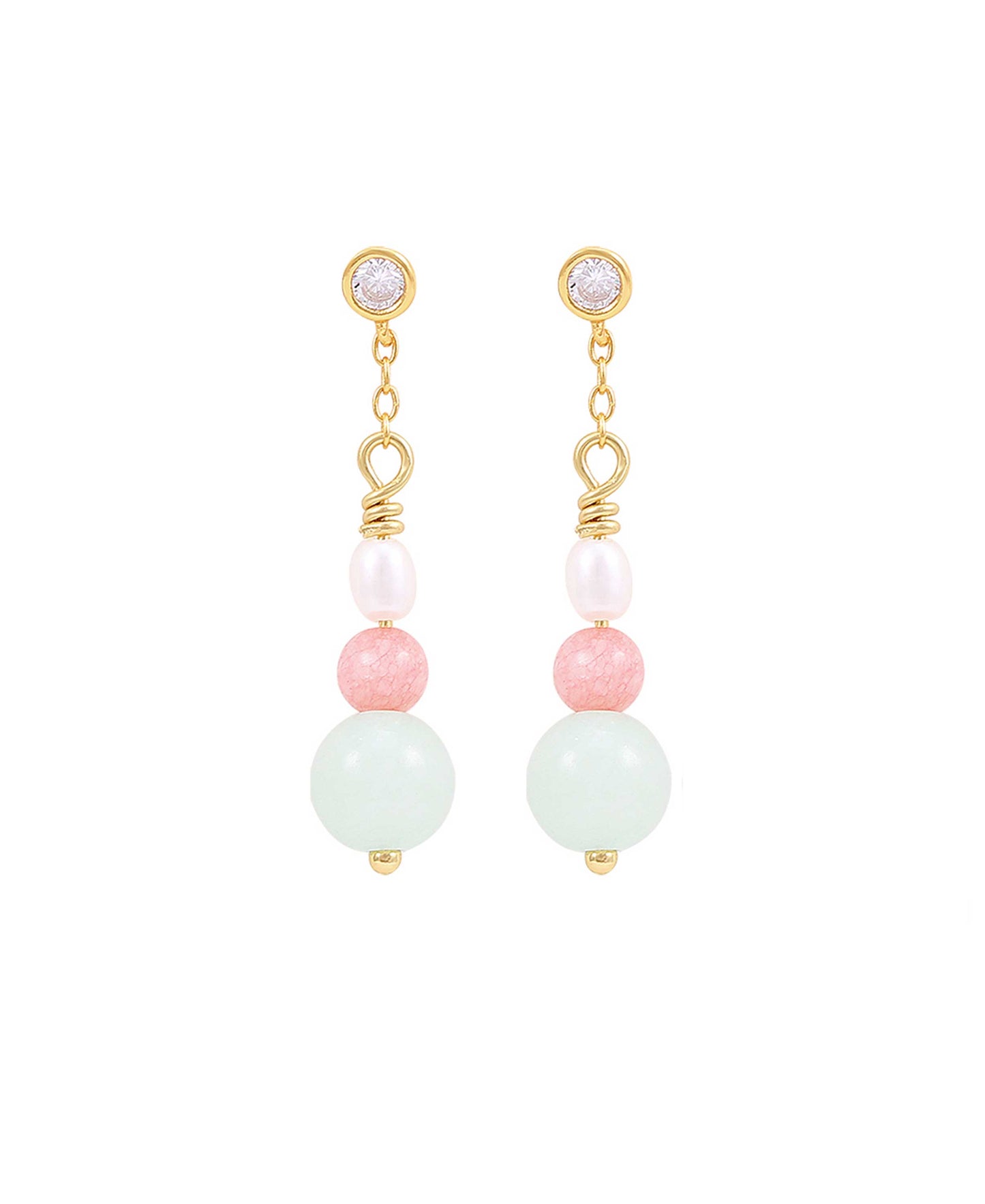 Catalina small earrings — gold, silver, pearl earrings in 18k gold-plated 925 sterling silver, freshwater pearls