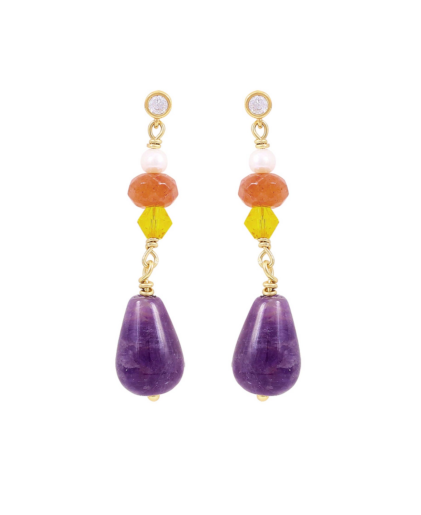 Elsie big earrings — gold, silver, pearl earrings in 18k gold-plated 925 sterling silver, freshwater pearls