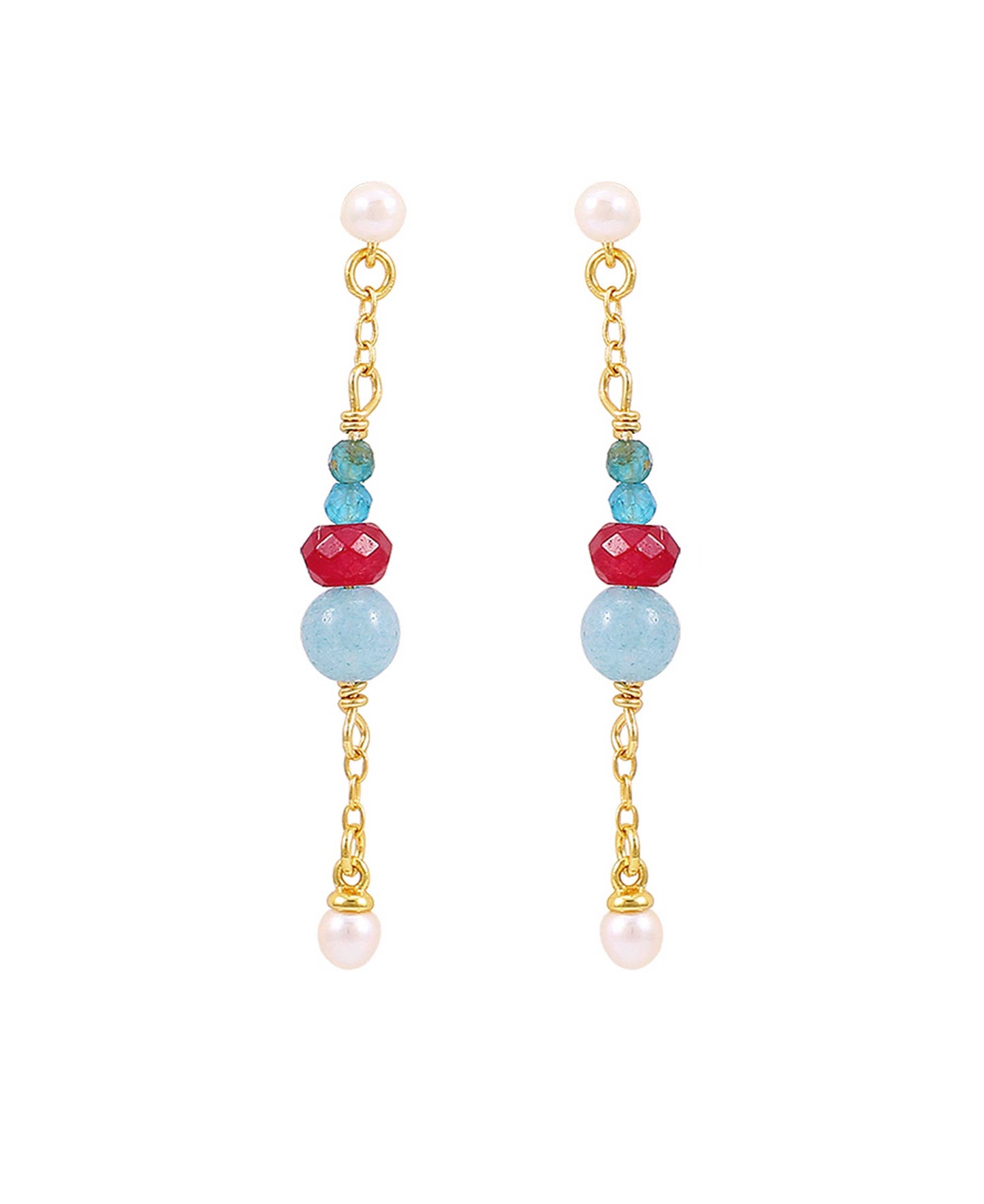 Lia earrings — gold, silver, pearl earrings in 18k gold-plated 925 sterling silver, freshwater pearls