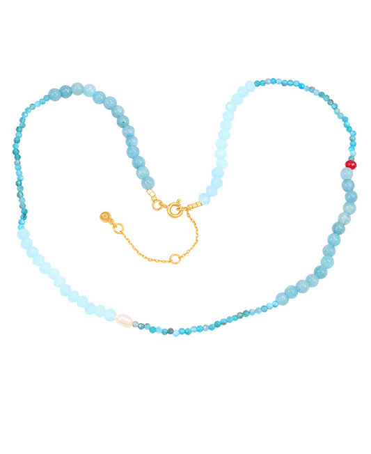 Lia necklace — gold, silver, pearl necklace in 18k gold-plated 925 sterling silver, freshwater pearls