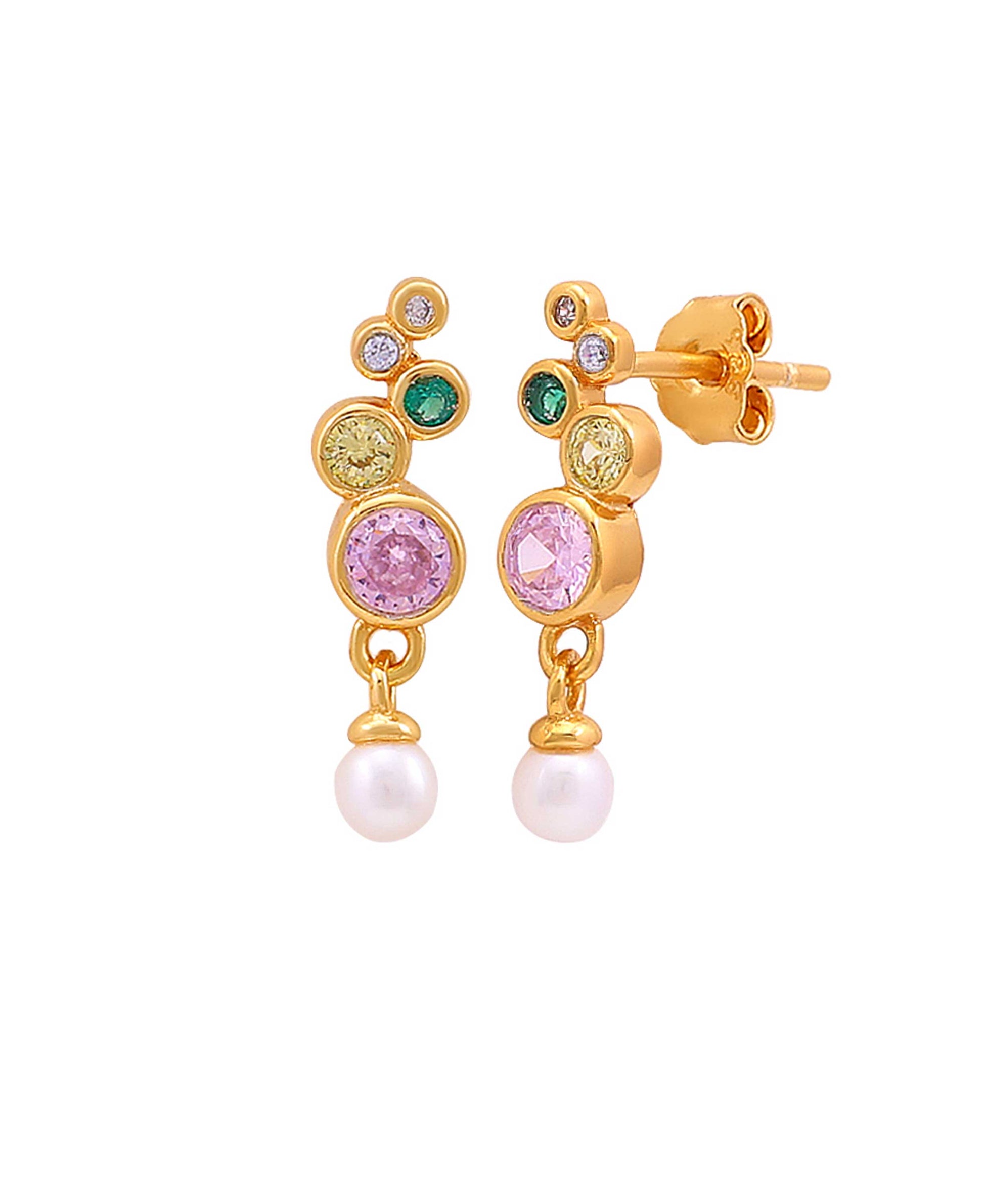 Sienna rainbow earrings in  — earrings in gold-plated 925 sterling silver, freshwater pearls