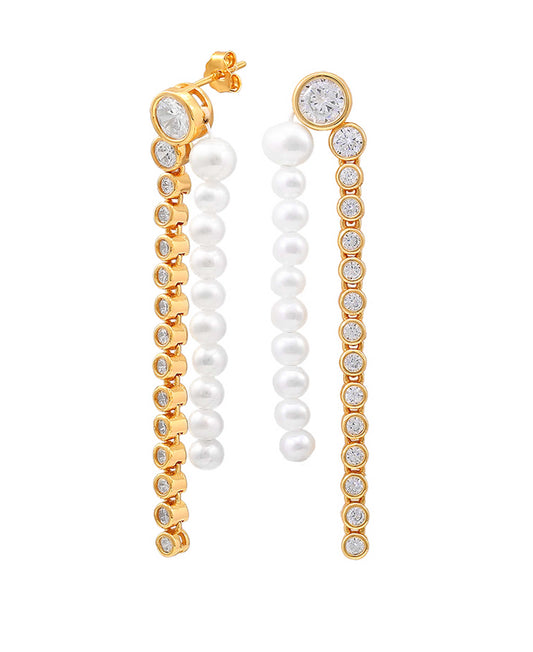 Harper grande earrings in  — earrings in gold-plated 925 sterling silver, freshwater pearls