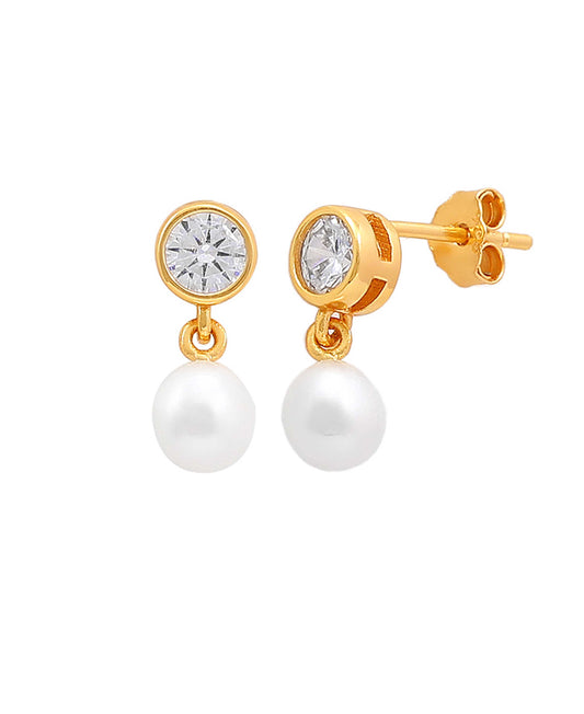 Harper petite earrings in  — earrings in gold-plated 925 sterling silver, freshwater pearls
