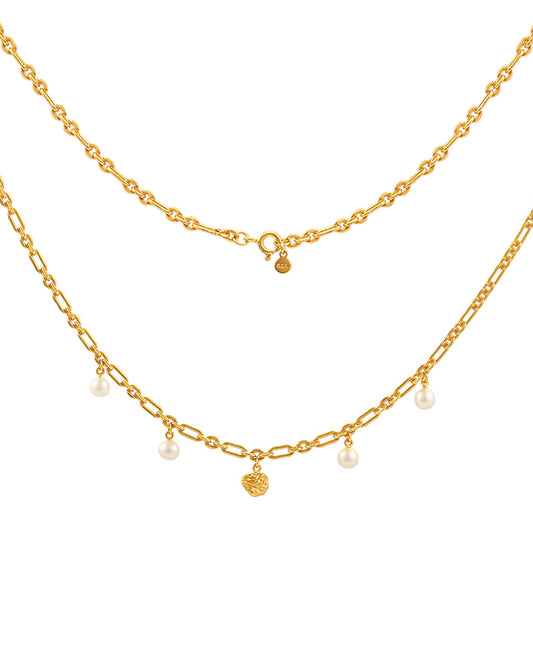 Lainey necklace — gold, silver, pearl necklace in gold-plated 925 sterling silver, freshwater pearls