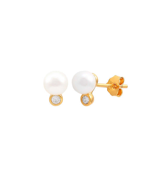 Harper pearl earrings in  — earrings in gold-plated 925 sterling silver, freshwater pearls