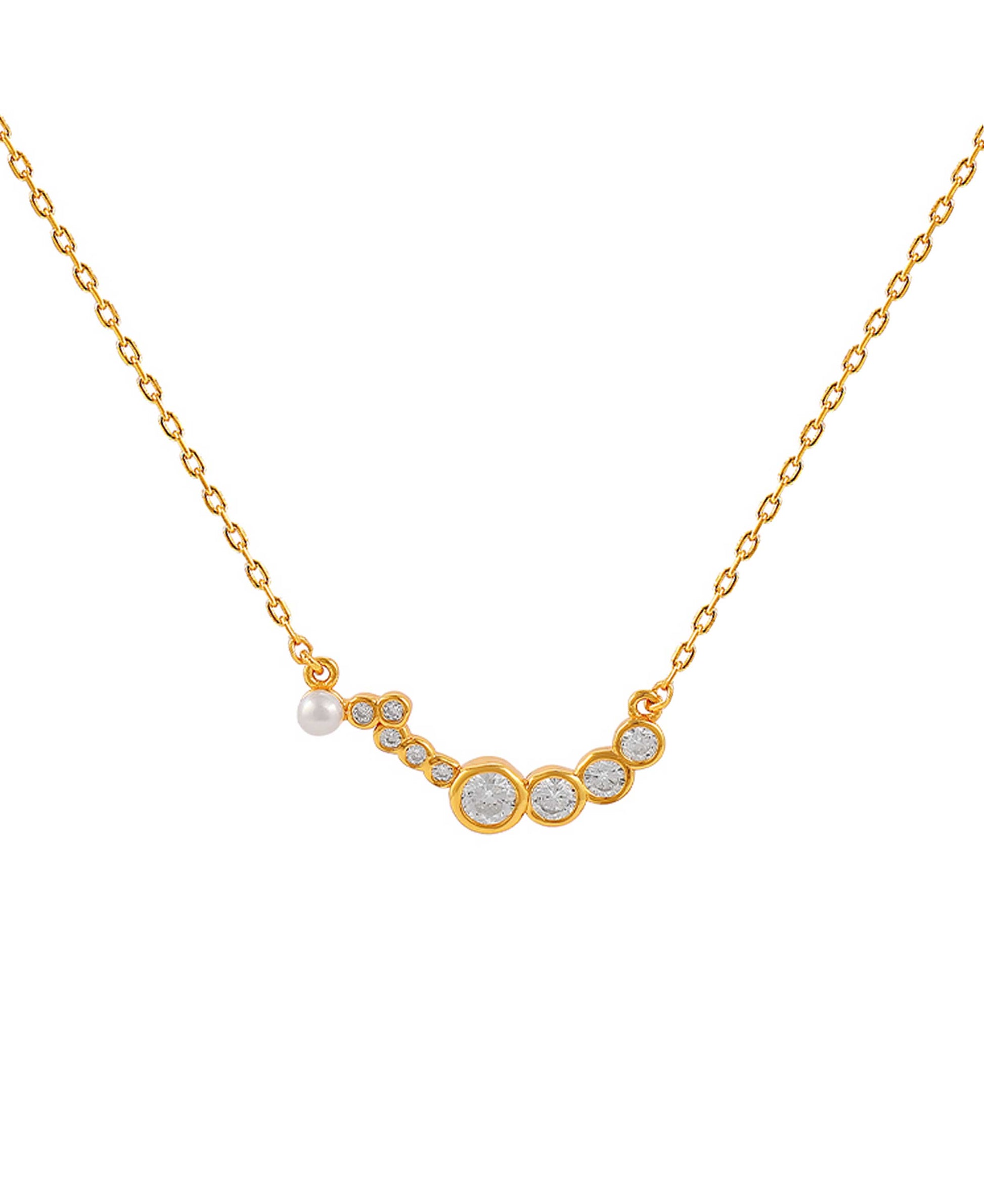 Harper necklace — gold, silver, pearl necklace in gold-plated 925 sterling silver, freshwater pearls