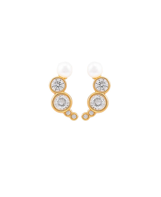Harper croissant earrings in  — earrings in gold-plated 925 sterling silver, freshwater pearls