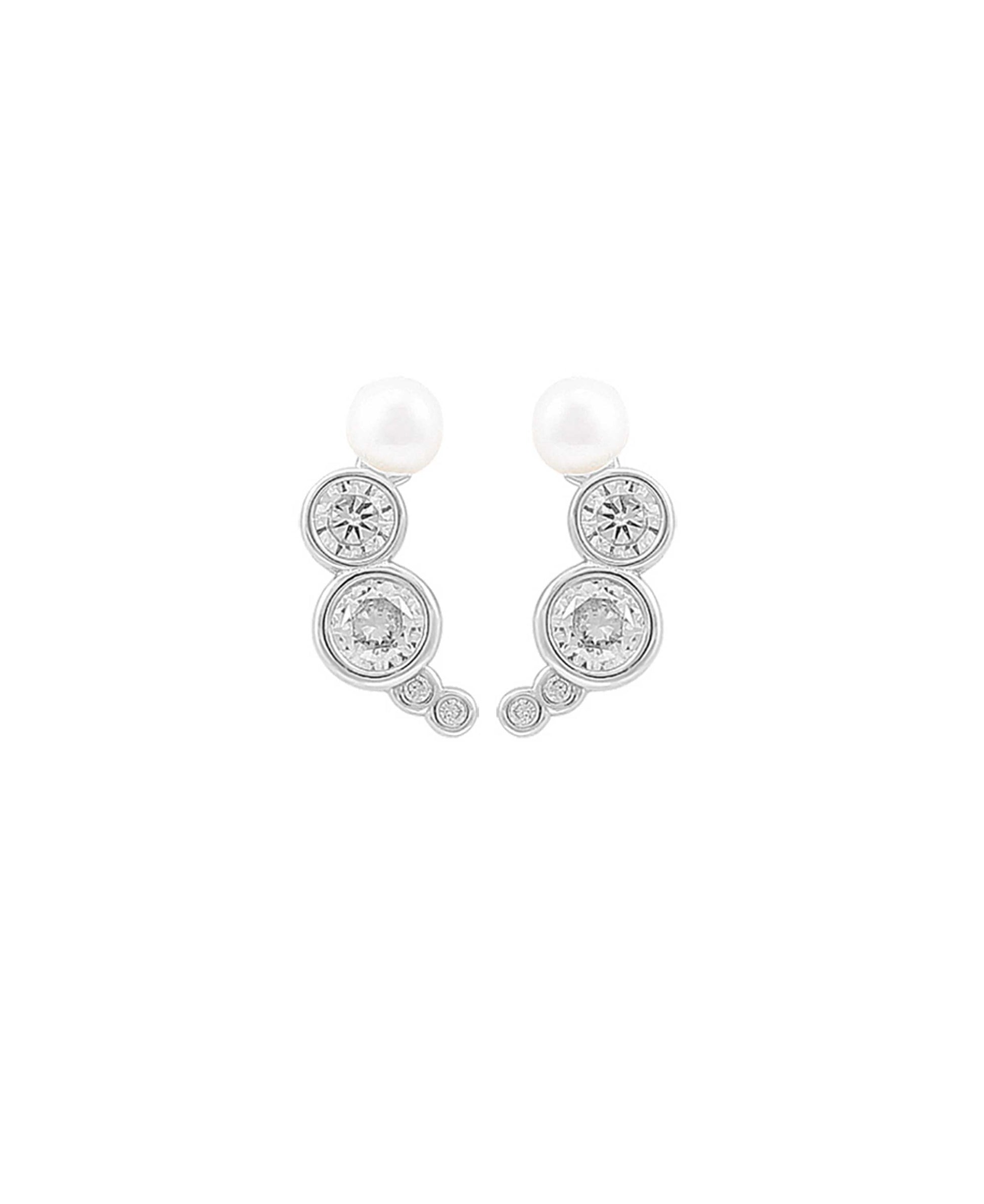 Harper croissant earrings in  — earrings in 925 sterling silver, freshwater pearls