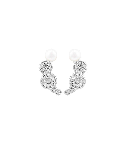 Harper croissant earrings in  — earrings in 925 sterling silver, freshwater pearls