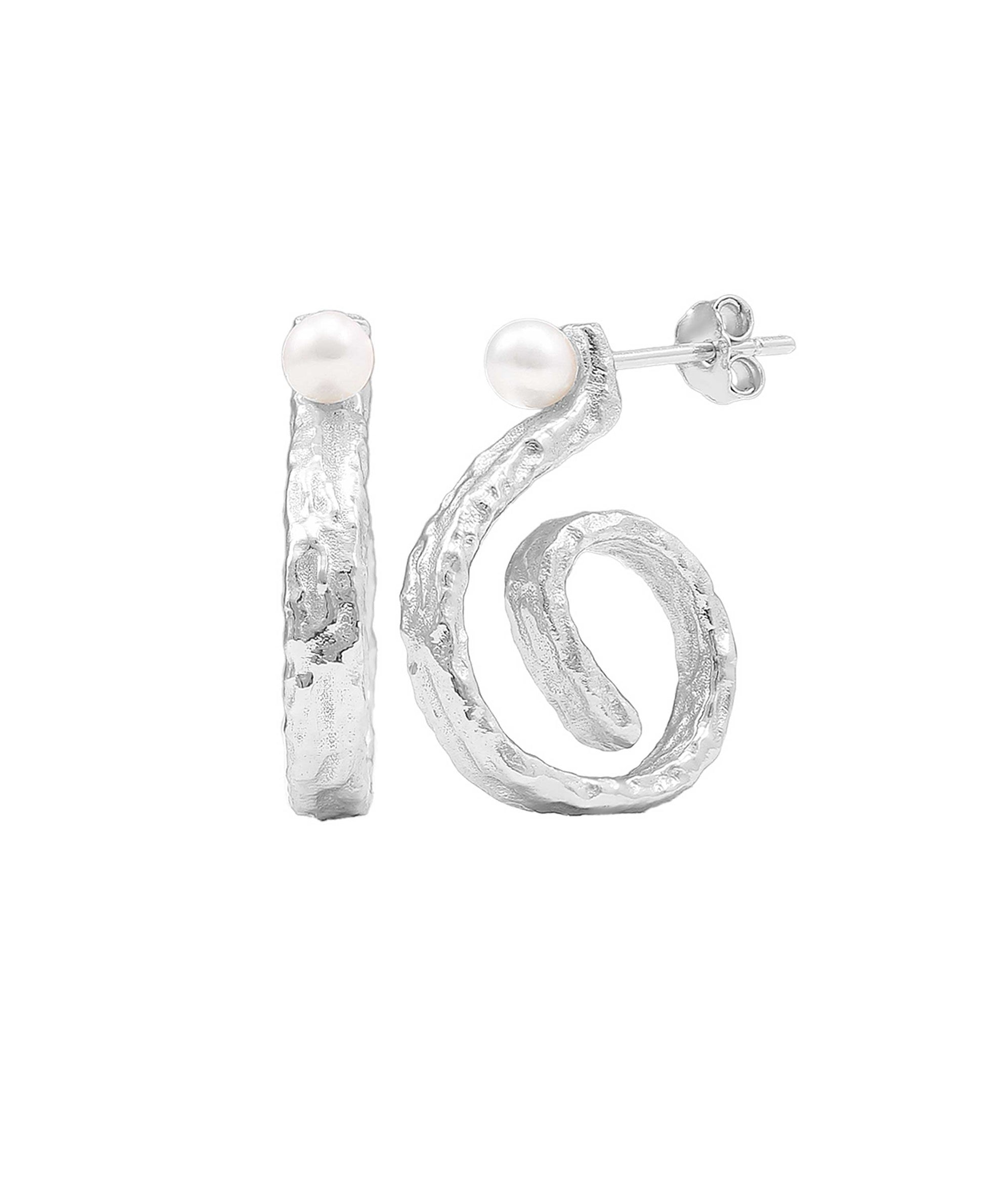 Lainey spiral earrings in  — earrings in 925 sterling silver, freshwater pearls