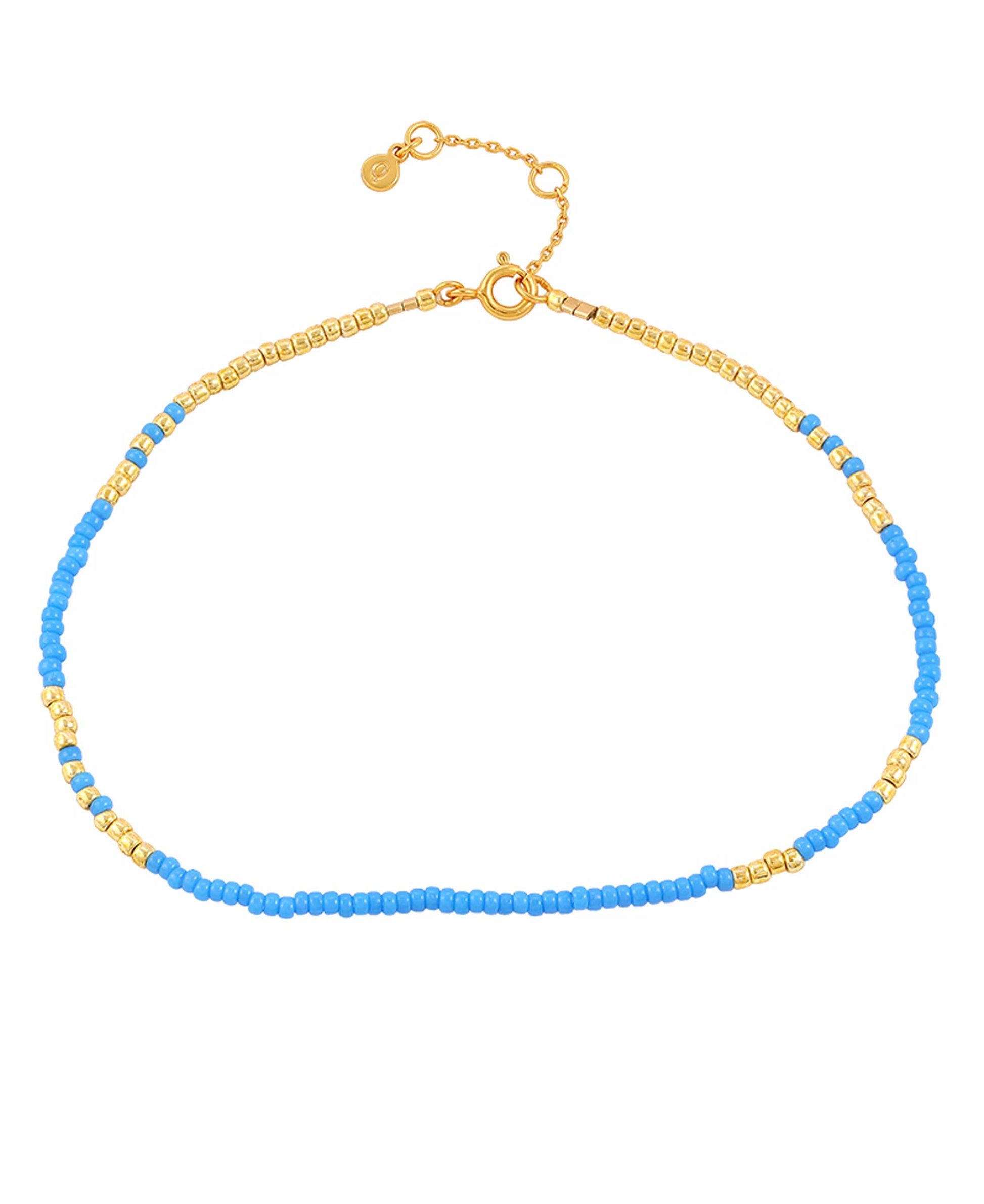 Blue Mila anklet — gold, silver, blue anklet in gold-plated 925 sterling silver
