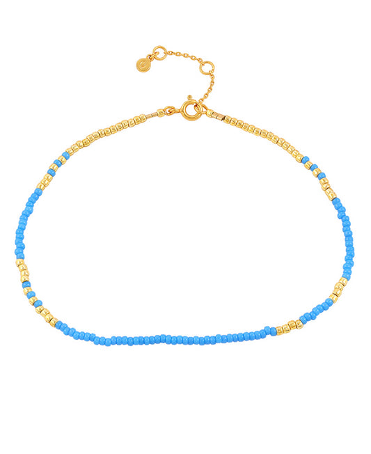 Blue Mila anklet — gold, silver, blue anklet in gold-plated 925 sterling silver