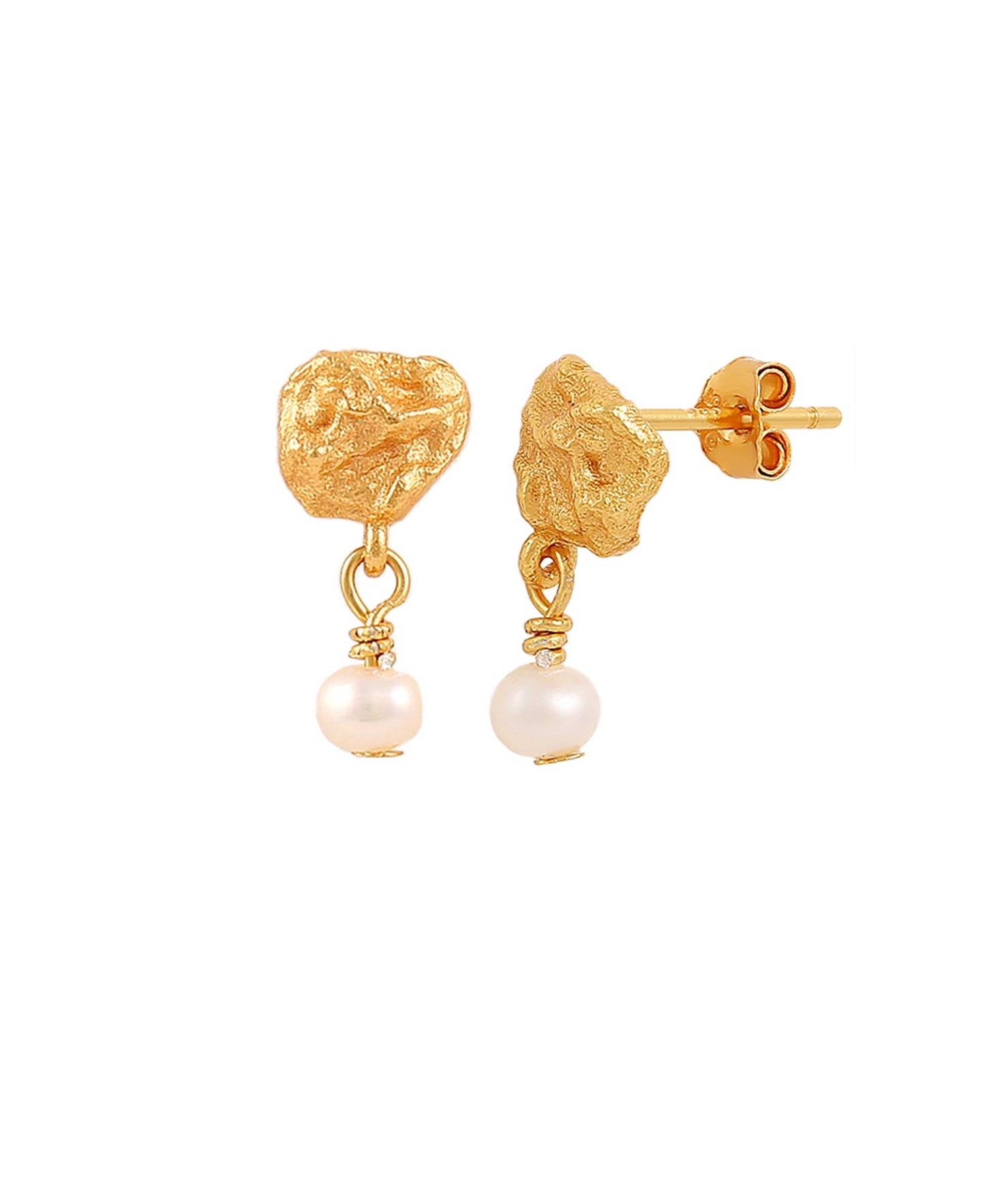 Lainey pearl earrings in — earrings in gold-plated 925 sterling silver, freshwater pearls