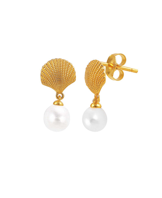 Mira earrings in  — earrings in gold-plated 925 sterling silver, freshwater pearls