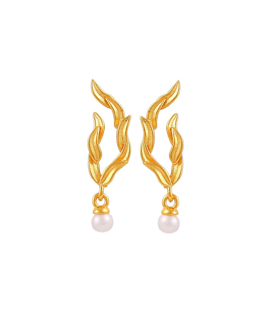 Marigold leaf earrings