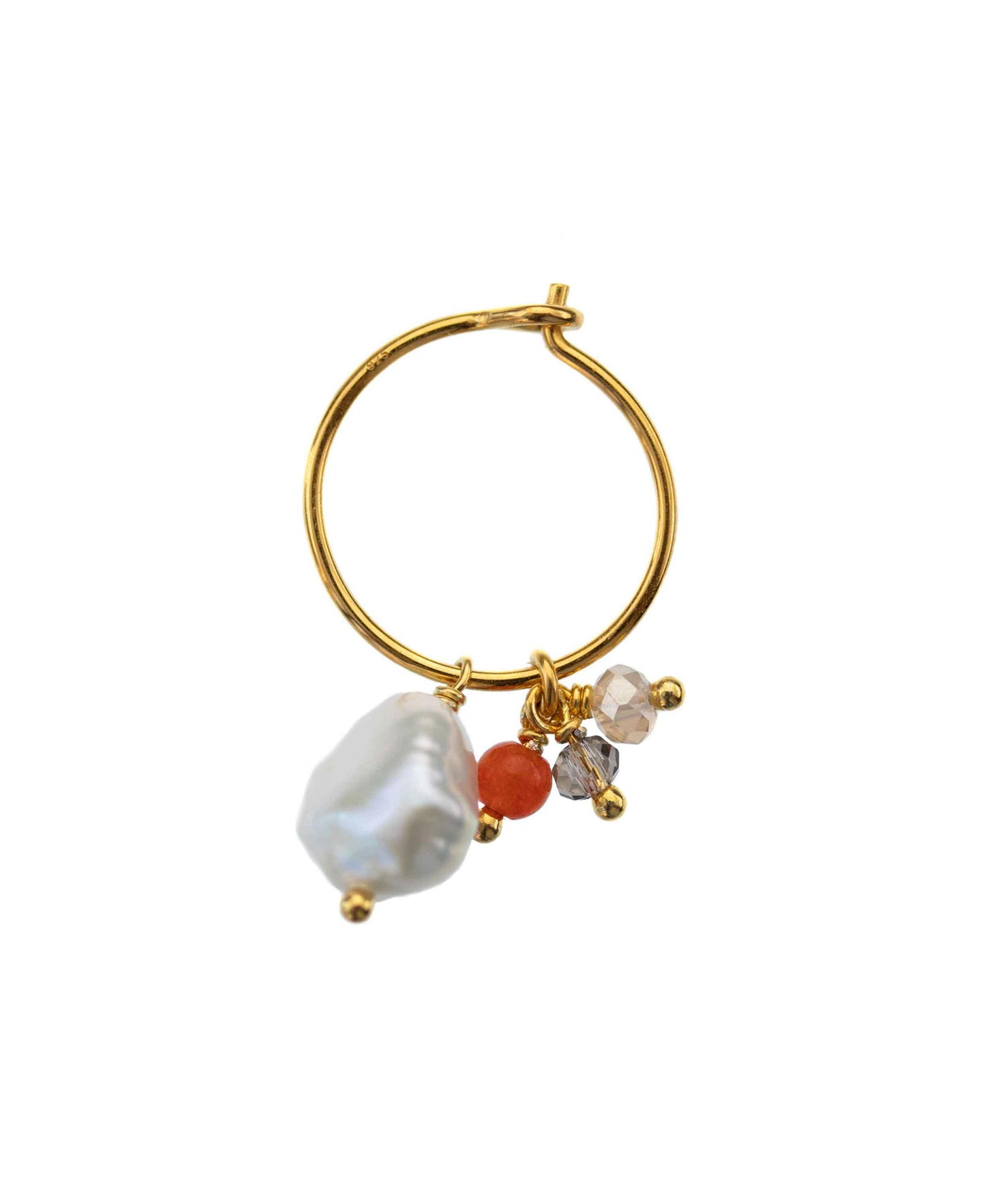 Freshwater pearls and glass beads in — earrings in 18k gold-plated 925 sterling silver, freshwater pearls
