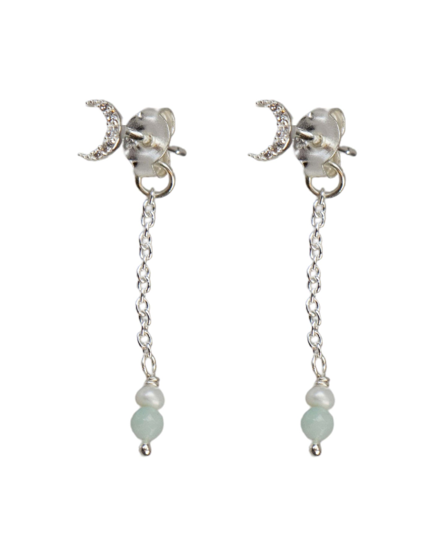 Sonja moon earrings — silver, pearl earrings in 925 sterling silver, freshwater pearls