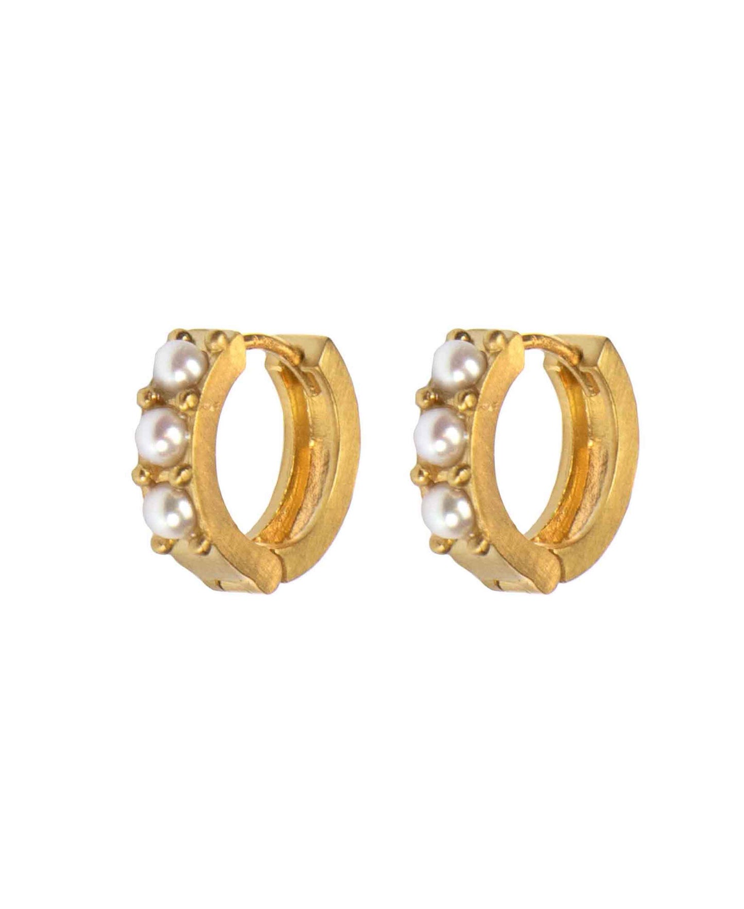 Isadora earrings — gold, silver, pearl earrings in 18k gold-plated 925 sterling silver, freshwater pearls