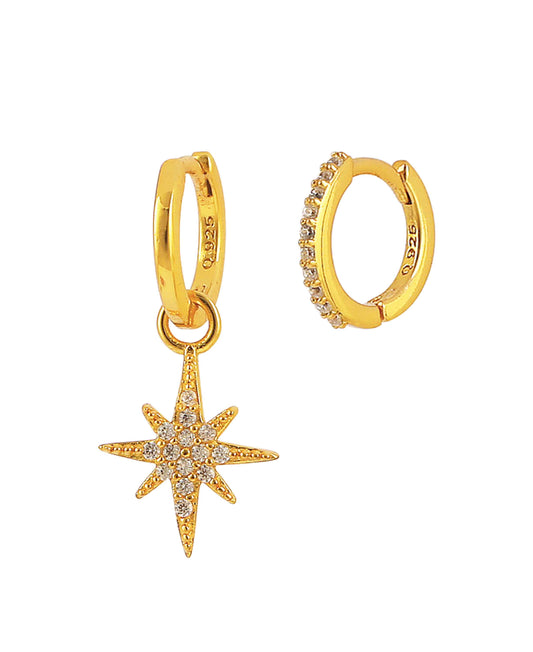 Northern star earrings — gold, silver earrings in gold-plated 925 sterling silver