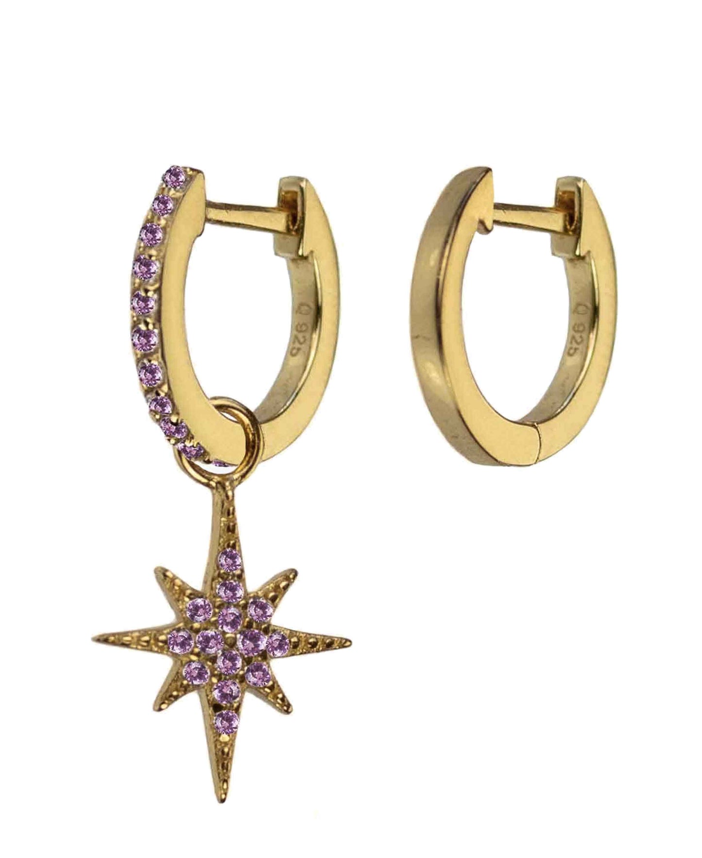 Hultquist x Heroines Northern star pink — gold, silver, pink earrings in gold-plated 925 sterling silver