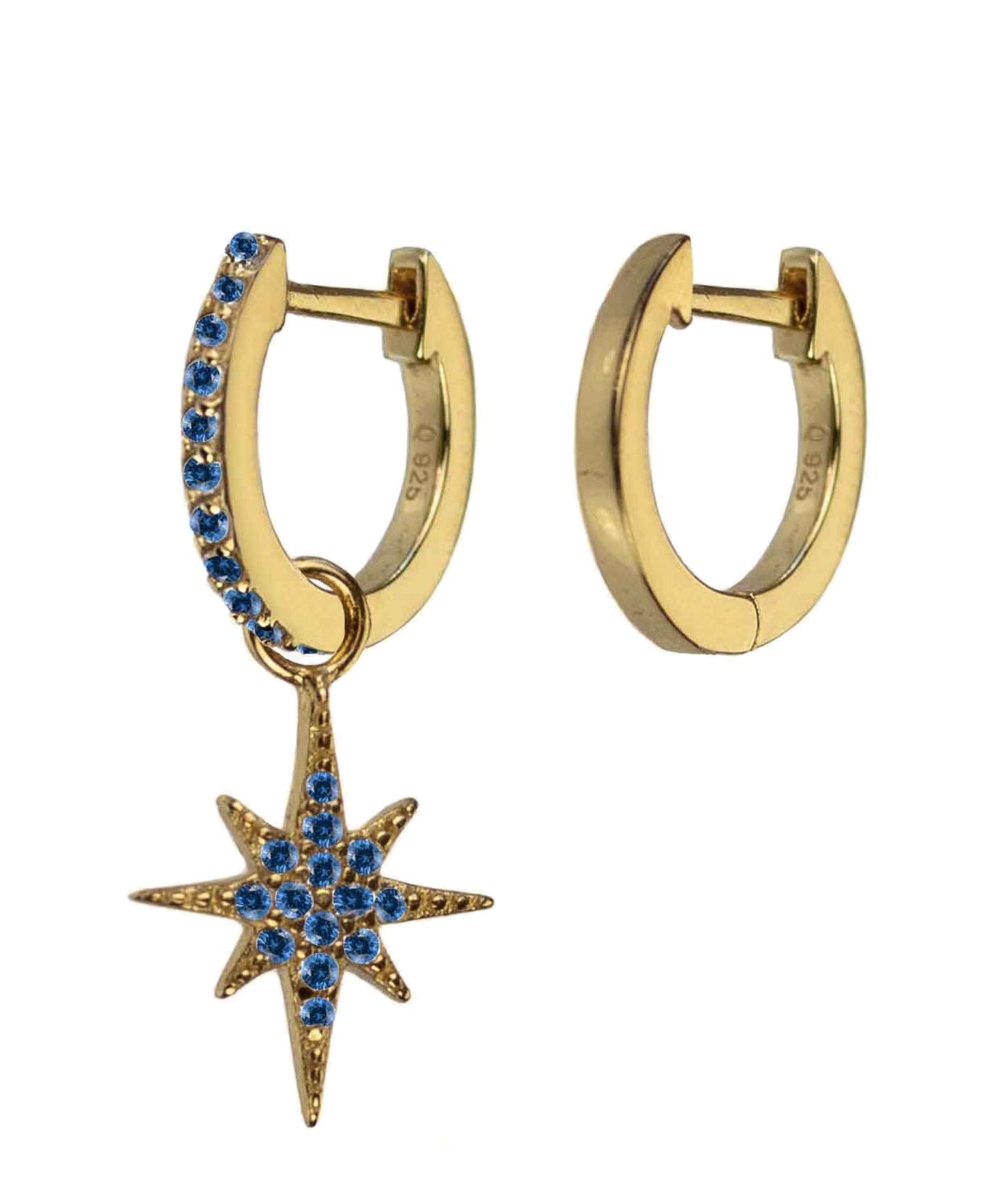 Hultquist x Heroines Northern Star blue — gold, silver, blue earrings in gold-plated 925 sterling silver