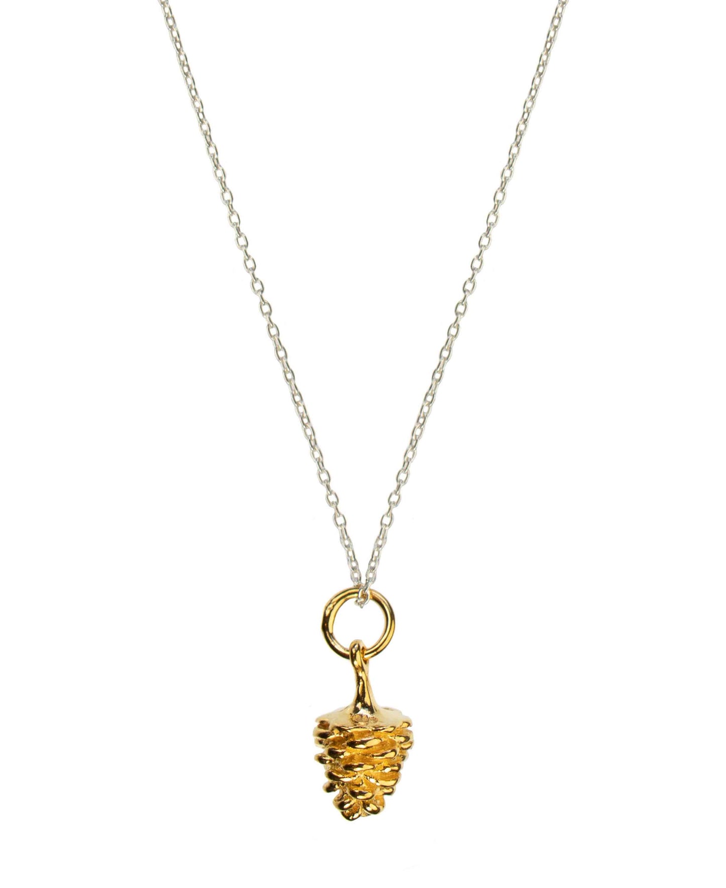Pine cone necklace — gold, silver necklace in gold-plated 925 sterling silver