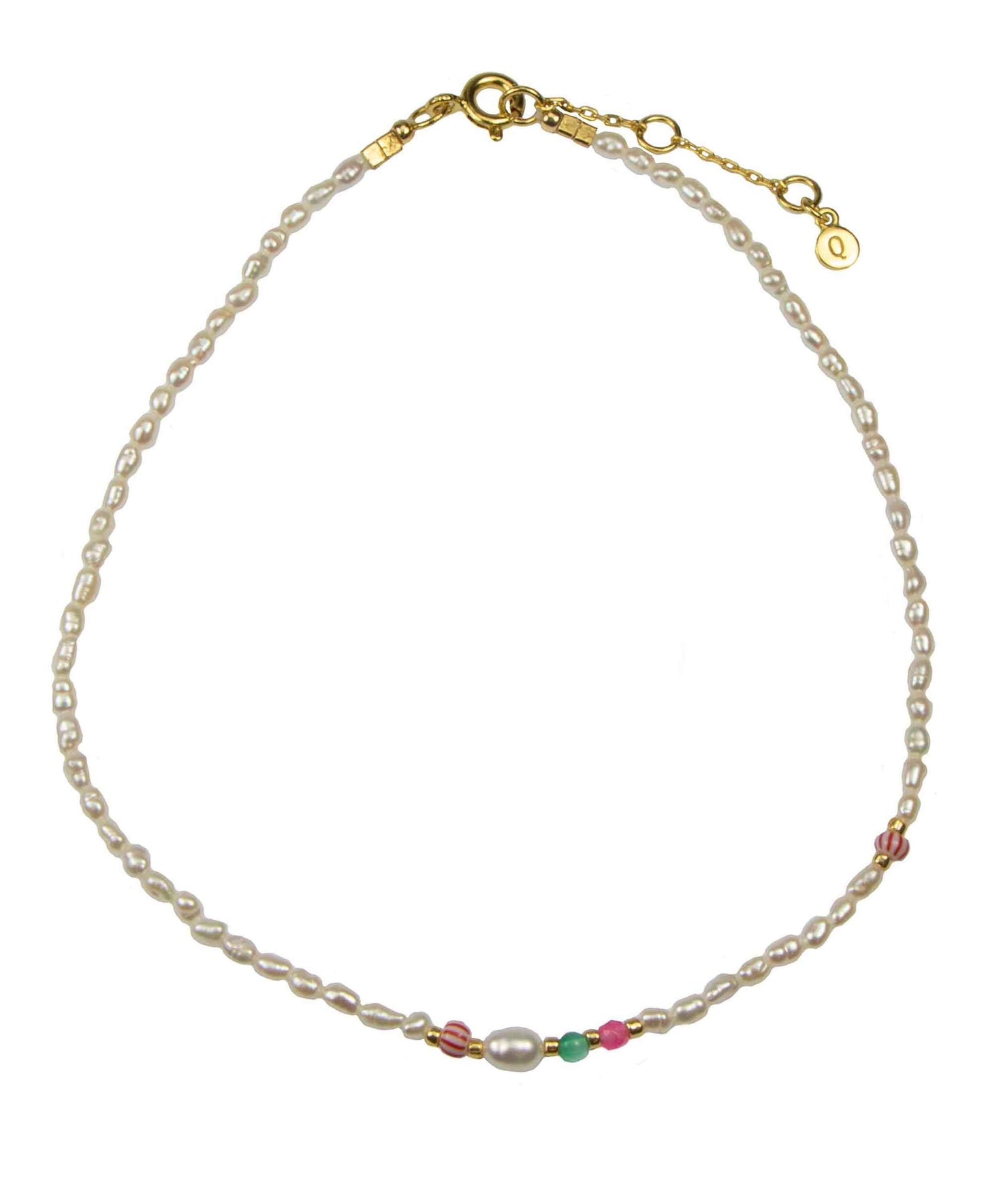 Leonora anklet — gold, silver anklet in gold-plated 925 sterling silver, freshwater pearls