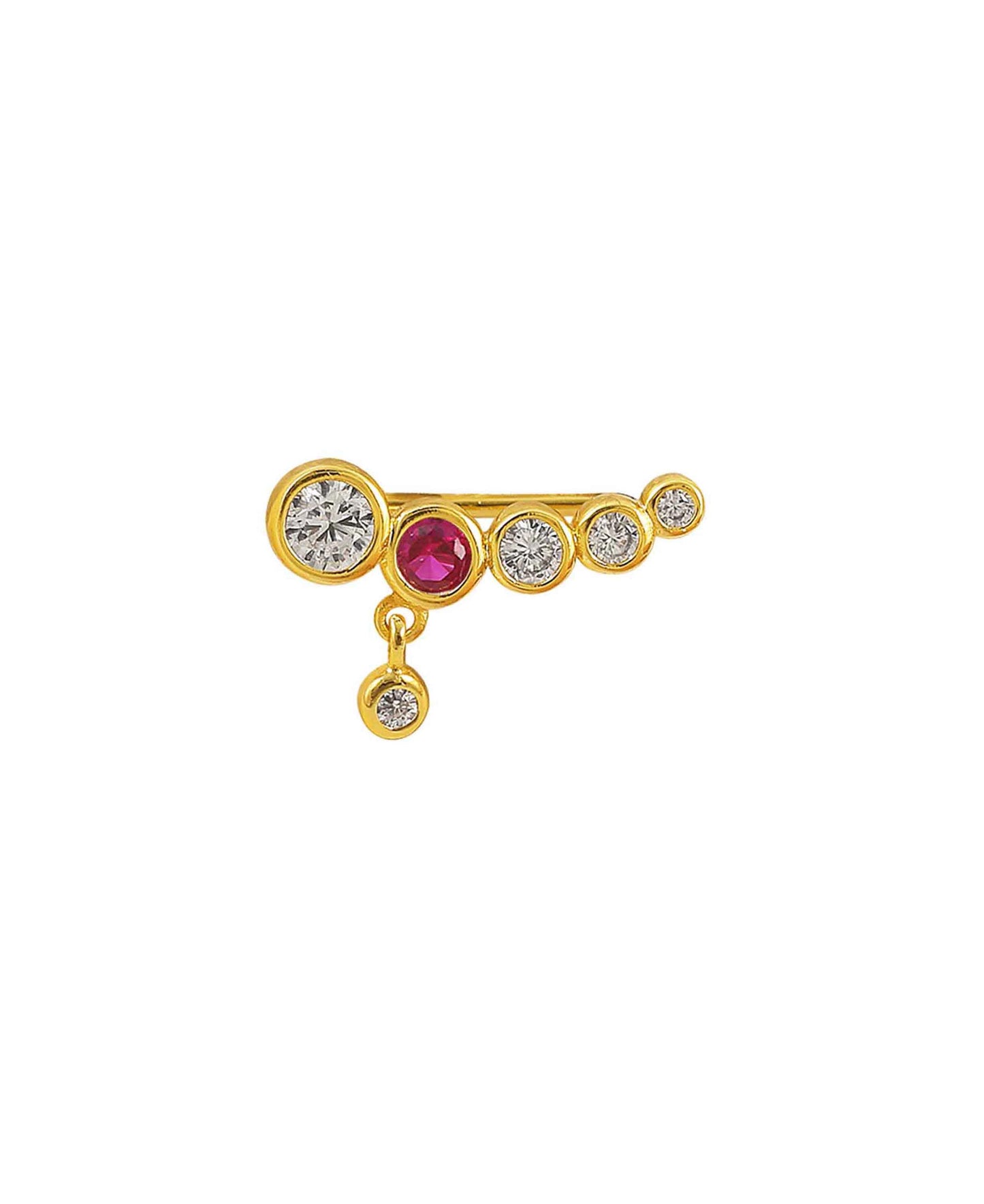 Ruby croissant earstick in — earrings in gold-plated 925 sterling silver