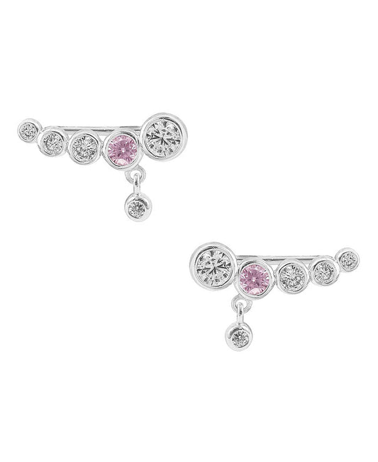 Amethyst croissant earstick — silver earrings in 925 sterling silver